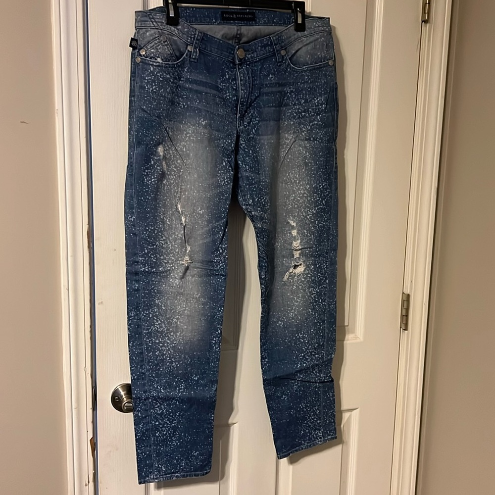 Rock & Republic Emo Splatter Distressed Jeans 12
